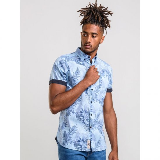 D555 Santana Hawaii Shirt Sky Blue - Hemden - Overhemden Grote Maten Heren