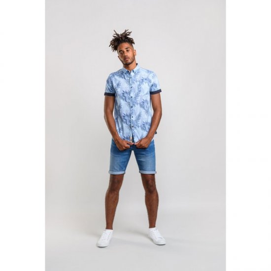 D555 Santana Hawaii Shirt Sky Blue - Hemden - Overhemden Grote Maten Heren