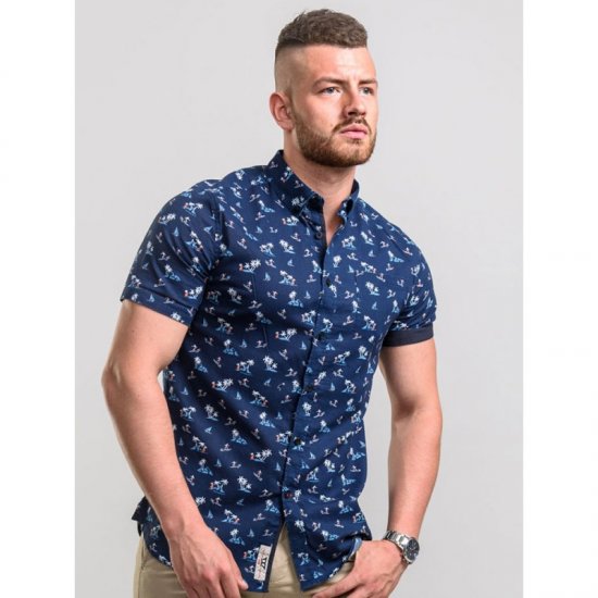 D555 Davian Hawaii Shirt Navy - Hemden - Overhemden Grote Maten Heren