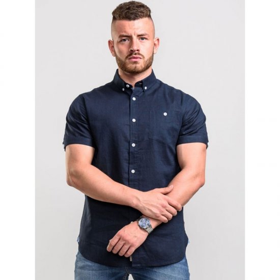 D555 Brixton Shirt Navy - Hemden - Overhemden Grote Maten Heren