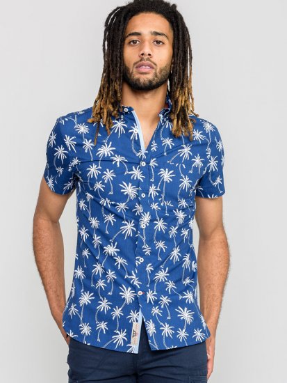 D555 BURLEY Palm Tree Print Shirt - Hemden - Overhemden Grote Maten Heren