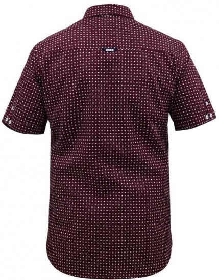 D555 Hillcrest S/S Micro Ao Print Shirt Burgundy - Hemden - Overhemden Grote Maten Heren