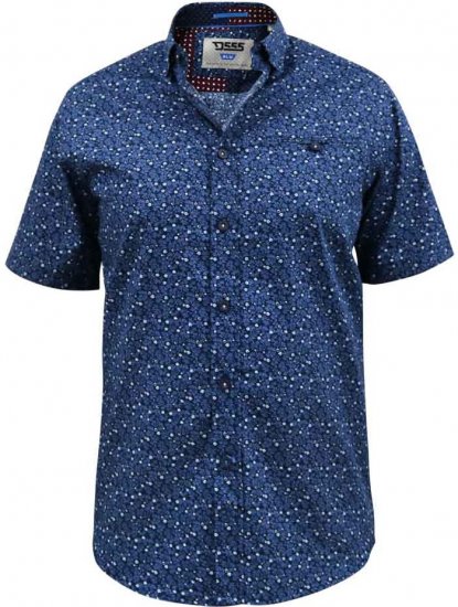 D555 Tristain S/S Floral Ao Print Shirt Navy - Hemden - Overhemden Grote Maten Heren