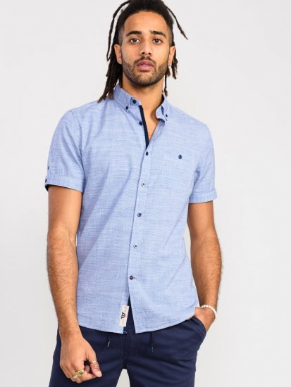 D555 Hadley S/S Micro Dog Tooth Check Shirt - Hemden - Overhemden Grote Maten Heren