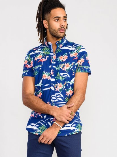 D555 Durham Flamingo Hawaiian Ao Print Shirt - Hemden - Overhemden Grote Maten Heren
