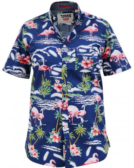 D555 Durham Flamingo Hawaiian Ao Print Shirt - Hemden - Overhemden Grote Maten Heren