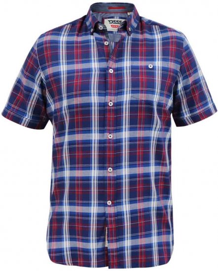 D555 Portland Check Button Down Collar S/S Shirt - Hemden - Overhemden Grote Maten Heren