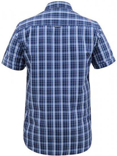 D555 Walcot Check Button Down Collar S/S Shirt Navy - Hemden - Overhemden Grote Maten Heren