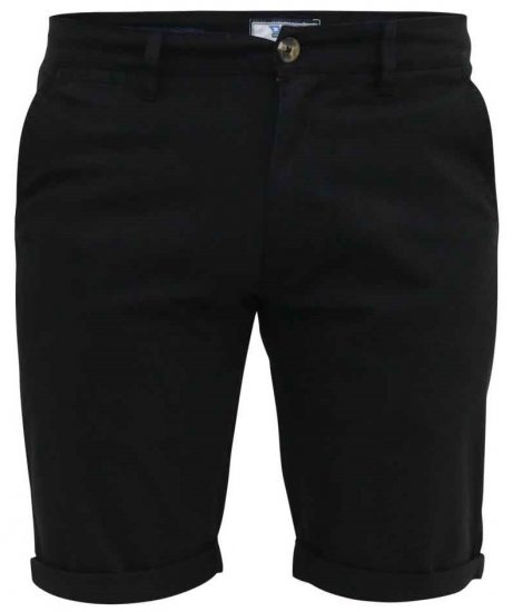 D555 Nelson Stretch Chino Shorts Black - Shorts - Grote Maten Korte Broeken Heren