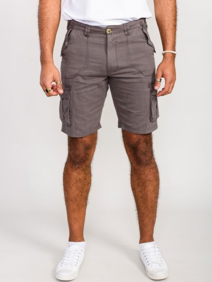 D555 Melton Cotton Cargo Shorts Grey - Shorts - Grote Maten Korte Broeken Heren