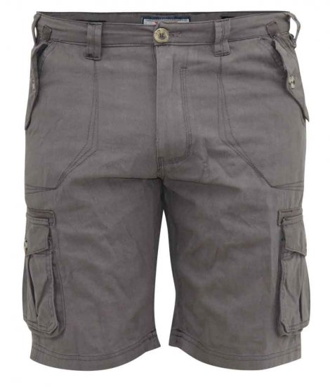 D555 Melton Cotton Cargo Shorts Grey - Shorts - Grote Maten Korte Broeken Heren