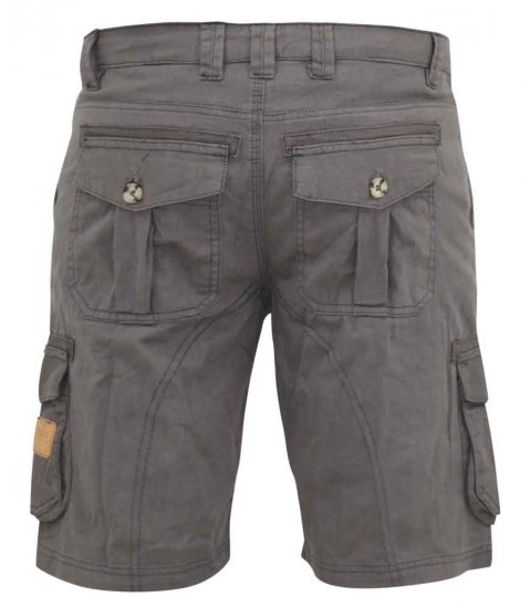 D555 Melton Cotton Cargo Shorts Grey - Shorts - Grote Maten Korte Broeken Heren
