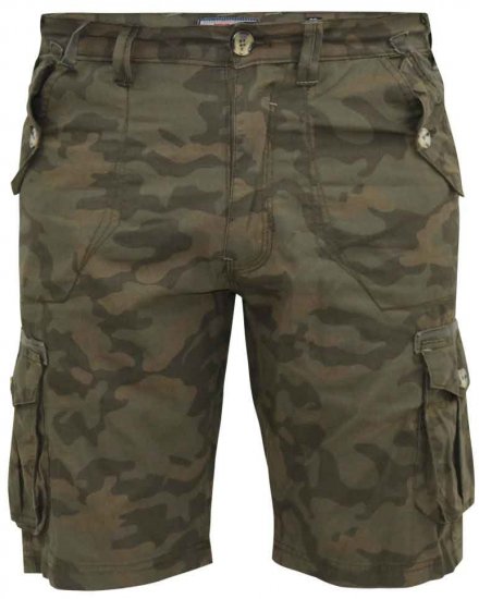 D555 Woobridge Camo Cotton Cargo Shorts - Shorts - Grote Maten Korte Broeken Heren