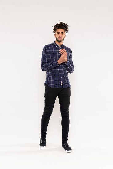 D555 Townsville Check Button Down Collar Shirt Navy - Hemden - Overhemden Grote Maten Heren