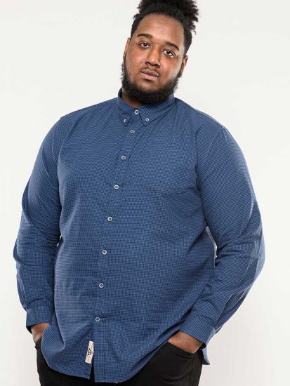 D555 Melbourne Gingham Check Long Sleeve Button Down Shirt - Hemden - Overhemden Grote Maten Heren
