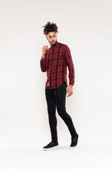 D555 Benalla Check Long Sleeve Button Down Shirt - Hemden - Overhemden Grote Maten Heren