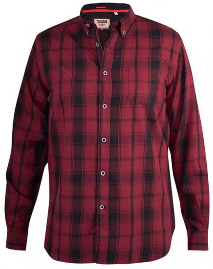 D555 Benalla Check Long Sleeve Button Down Shirt - Hemden - Overhemden Grote Maten Heren
