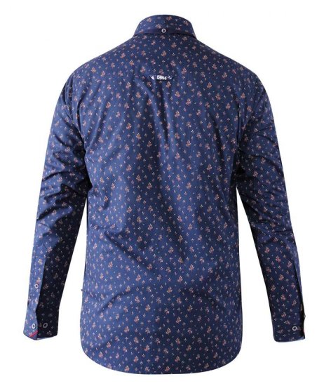D555 Edmund AOP Shirt Navy - Hemden - Overhemden Grote Maten Heren