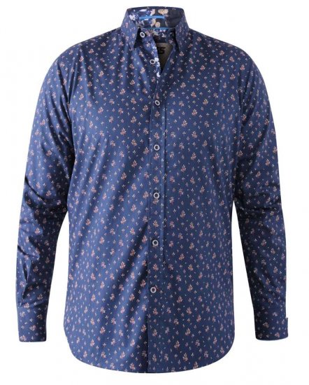 D555 Edmund AOP Shirt Navy - Hemden - Overhemden Grote Maten Heren