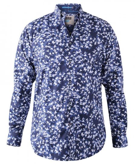 D555 Harrow AOP Shirt Blue - Hemden - Overhemden Grote Maten Heren