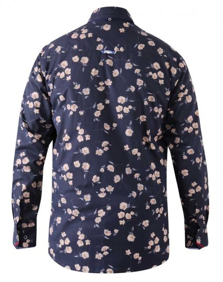 D555 Rooksey Floral Print Shirt Navy - Hemden - Overhemden Grote Maten Heren