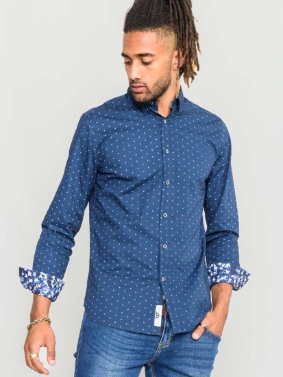 D555 Chilton LS Shirt Navy - Hemden - Overhemden Grote Maten Heren