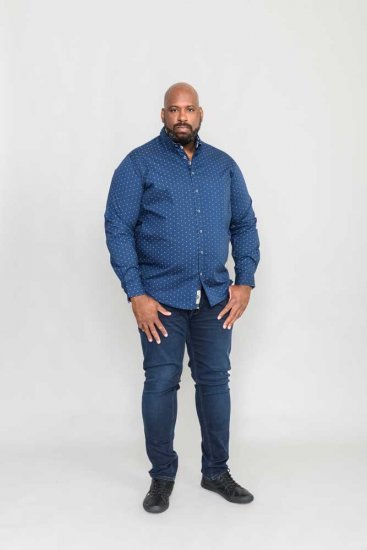D555 Chilton LS Shirt Navy - Hemden - Overhemden Grote Maten Heren