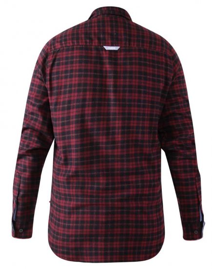 D555 Holton Dark Red Checked Flannel Shirt - Hemden - Overhemden Grote Maten Heren