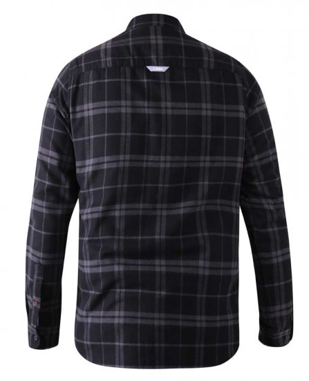 D555 Harwich Flannel Check Shirt Black - Hemden - Overhemden Grote Maten Heren
