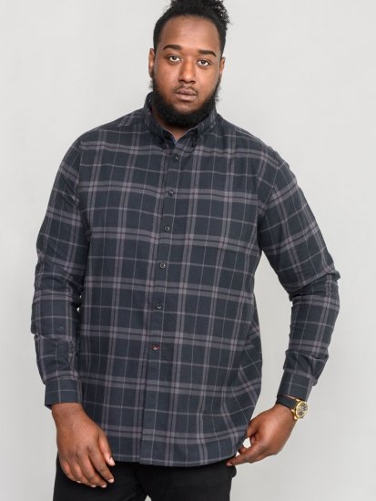 D555 Harwich Flannel Check Shirt Black - Hemden - Overhemden Grote Maten Heren