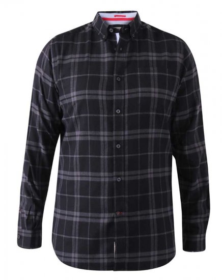 D555 Harwich Flannel Check Shirt Black - Hemden - Overhemden Grote Maten Heren