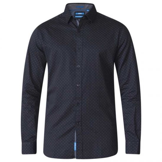 D555 Jahine Long Sleeve Printed Shirt Black - Hemden - Overhemden Grote Maten Heren