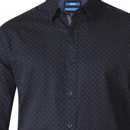 D555 Jahine Long Sleeve Printed Shirt Black - Hemden - Overhemden Grote Maten Heren