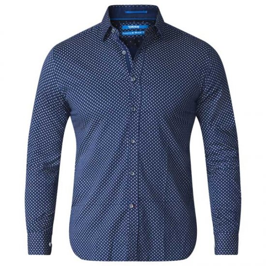 D555 Lavar Long Sleeve Diamond Printed Shirt - Hemden - Overhemden Grote Maten Heren