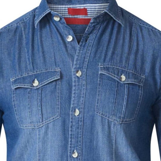 D555 Adcock Long Sleeve Vintage Denim Shirt - Hemden - Overhemden Grote Maten Heren