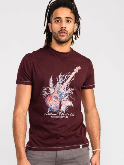 D555 Redbourn Lightning Bolt Guitar Printed T-Shirt - T-shirts - Grote Maten T-shirts Heren
