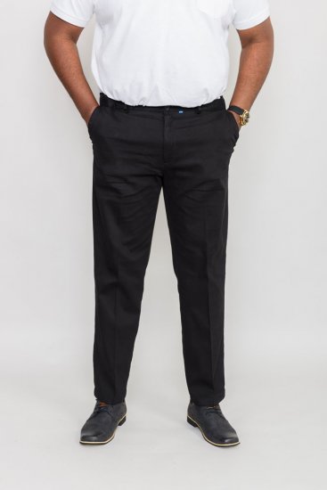 D555 Bruno Stretch Chino pants with Extenda Waist Black - Jeans & broeken - Jeans & Broeken Grote Maten Heren
