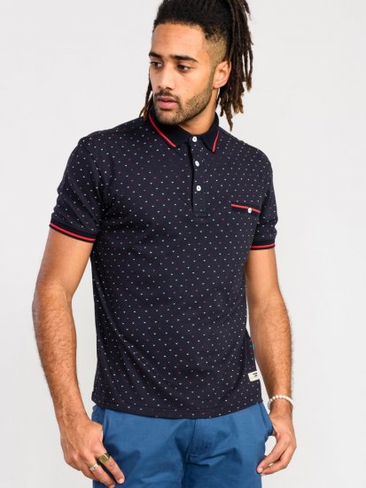 D555 Ashwell Ao Printed Polo Shirt Dark Navy - Polo shirts - Grote Maten Poloshirts Heren