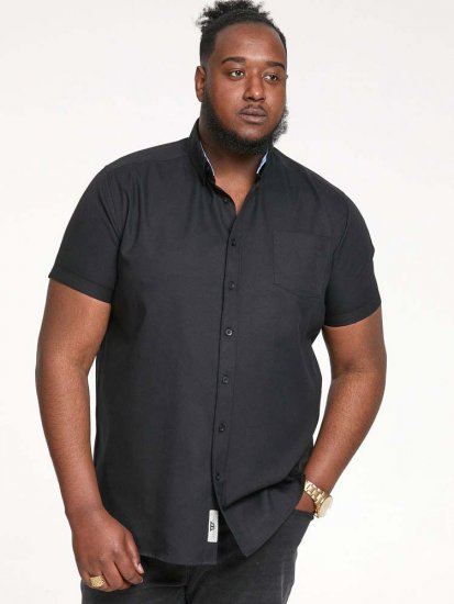 D555 James Short Sleeve Oxford Shirt Black - Hemden - Overhemden Grote Maten Heren