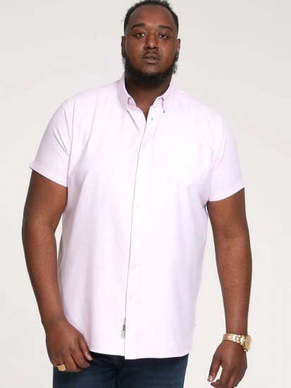 D555 James Short Sleeve Oxford Shirt Pink - Hemden - Overhemden Grote Maten Heren