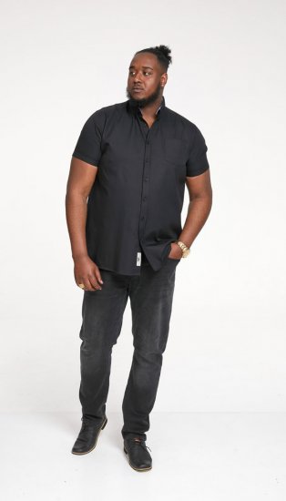 D555 James Short Sleeve Oxford Shirt Black - Hemden - Overhemden Grote Maten Heren