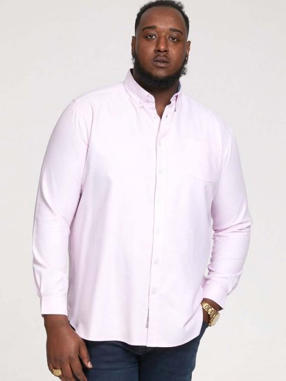 D555 Richard Long Sleeve Oxford Shirt Pink - Hemden - Overhemden Grote Maten Heren
