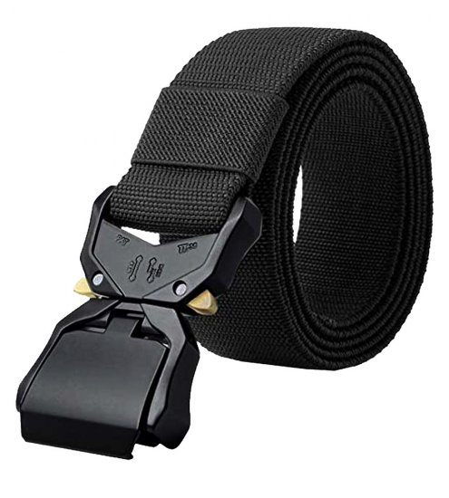 D555 Dale Tactical Stretch Webbing Belt with Heavy Duty Quick Release Buckle Black - Riemen - Grote Maten Heren Riemen