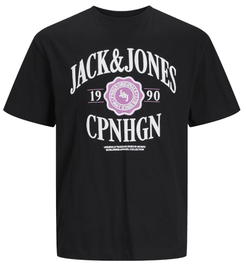 Jack & Jones JORLUCCA BRANDING T-Shirt Black - T-shirts - Grote Maten T-shirts Heren
