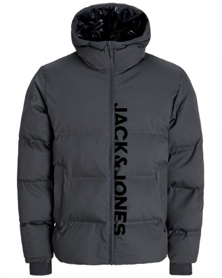 Jack & Jones Kaito Puffer Jacket Asphalt With Print - Jassen - Grote Maten Herenjassen