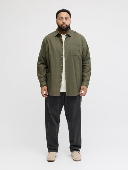 Jack & Jones Tristan Overshirt kaki - Hemden - Overhemden Grote Maten Heren