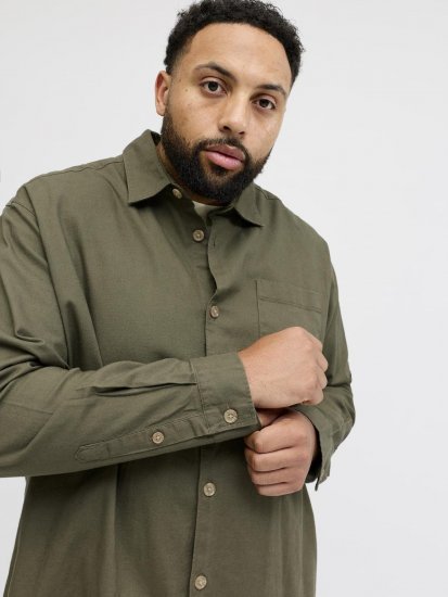 Jack & Jones Tristan Overshirt kaki - Hemden - Overhemden Grote Maten Heren