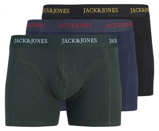 Jack & Jones Blaze Solid Boxershorts 3-pack Zwart/Navyblauw/Groen - Boxershorts - Boxershorts Heren in Grote Maten