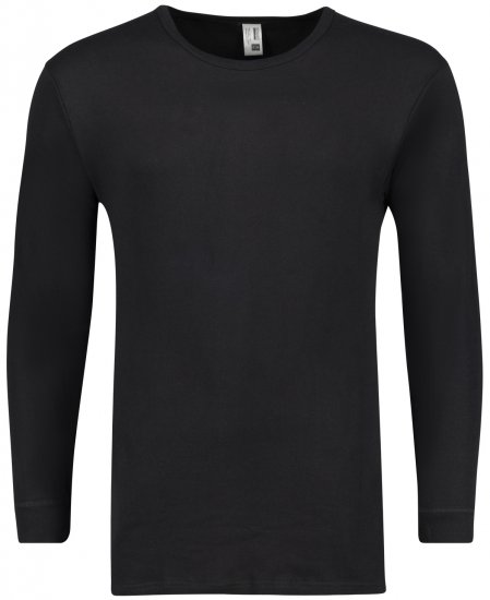 Adamo Royal Fine Ribbed Long sleeve Under-T-shirt Black - Ondergoed & zwem - Grote Maten Ondergoed Heren