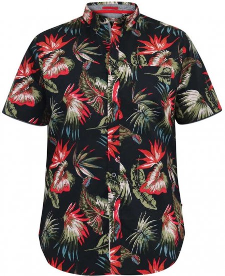 D555 LENNOX Hawaiian AO Print Shirt Black - Hemden - Overhemden Grote Maten Heren